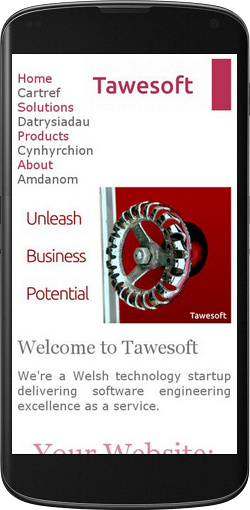 Tawesoft website displayed on a phone