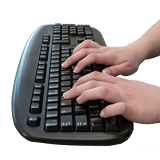 Typing at a keyboard to search online
